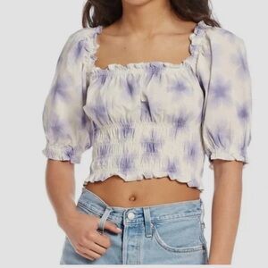 Levi’s Tiily Smocked Blouse Short Sleeve Square Neck -Starburst Cool Dusk